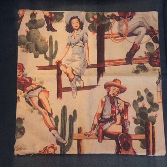Western COWGIRL PILLOW COVER Pin Up RETRO - Picture 2 of 5